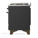 ILVE Majestic III 36-inch Dual Fuel Range with 6 Natural Gas Burner, Griddle and Triple Glass Door Electric Oven in Graphite Matte with Burnished Trim (UM36FNR3MGB)