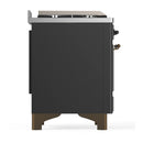ILVE Majestic III 36-inch Dual Fuel Range with 6 Natural Gas Burner, Griddle and Triple Glass Door Electric Oven in Graphite Matte with Burnished Trim (UM36FNR3MGB)