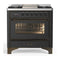 ILVE Majestic III 36-inch Dual Fuel Range with 6 Natural Gas Burner, Griddle and Triple Glass Door Electric Oven in Graphite Matte with Burnished Trim (UM36FNR3MGB)