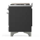 ILVE Majestic III 36-inch Dual Fuel Range with 6 Natural Gas Burner, Griddle and Triple Glass Door Electric Oven in Graphite Matte with Chrome Trim (UM36FNR3MGC)