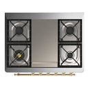 ILVE Majestic III 36-inch Dual Fuel Range with 6 Natural Gas Burner, Griddle and Triple Glass Door Electric Oven in Graphite Matte with Brass Trim (UM36FNR3MGG)