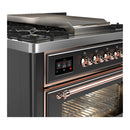 ILVE Majestic III 36-inch Dual Fuel Range with 6 Natural Gas Burner, Griddle and Triple Glass Door Electric Oven in Graphite Matte with Copper Trim (UM36FNR3MGP)