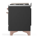 ILVE Majestic III 36-inch Dual Fuel Range with 5 Liquid Propane Burner, Griddle and Triple Glass Door Electric Oven in Graphite Matte with Copper Trim (UM36FNR3MGPLP)