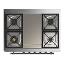 ILVE Majestic III 36-inch Dual Fuel Range with 6 Natural Gas Burner, Griddle and Triple Glass Door Electric Oven in RAL with Burnished Trim (UM36FNR3RAB)