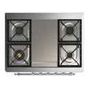 ILVE Majestic III 36-inch Dual Fuel Range with 5 Liquid Propane Burner, Griddle and Triple Glass Door Electric Oven in RAL with Chrome Trim (UM36FNR3RACLP)