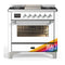 ILVE Majestic III 36-inch Dual Fuel Range with 6 Natural Gas Burner, Griddle and Triple Glass Door Electric Oven in RAL with Chrome Trim (UM36FNR3RAC)