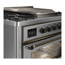 ILVE Majestic III 36-inch Dual Fuel Range with 5 Liquid Propane Burner, Griddle and Triple Glass Door Electric Oven in Stainless Steel with Burnished Trim (UM36FNR3SSBLP)
