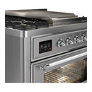 ILVE Majestic III 36-inch Dual Fuel Range with 5 Liquid Propane Burner, Griddle and Triple Glass Door Electric Oven in Stainless Steel with Chrome Trim (UM36FNR3SSCLP)