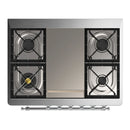 ILVE Majestic III 36-inch Dual Fuel Range with 6 Natural Gas Burner, Griddle and Triple Glass Door Electric Oven in Stainless Steel with Chrome Trim (UM36FNR3SSC)