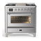 ILVE Majestic III 36-inch Dual Fuel Range with 6 Natural Gas Burner, Griddle and Triple Glass Door Electric Oven in Stainless Steel with Chrome Trim (UM36FNR3SSC)