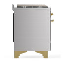 ILVE Majestic III 36-inch Dual Fuel Range with 5 Liquid Propane Burner, Griddle and Triple Glass Door Electric Oven in Stainless Steel with Brass Trim (UM36FNR3SSGLP)