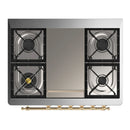 ILVE Majestic III 36-inch Dual Fuel Range with 5 Liquid Propane Burner, Griddle and Triple Glass Door Electric Oven in Stainless Steel with Brass Trim (UM36FNR3SSGLP)