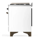 ILVE Majestic III 36-inch Dual Fuel Range with 6 Natural Gas Burner, Griddle and Triple Glass Door Electric Oven in White with Burnished Trim (UM36FNR3WHB)