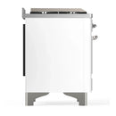 ILVE Majestic III 36-inch Dual Fuel Range with 6 Natural Gas Burner, Griddle and Triple Glass Door Electric Oven in White with Chrome Trim (UM36FNR3WHC)