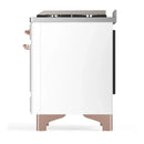 ILVE Majestic III 36-inch Dual Fuel Range with 6 Natural Gas Burner, Griddle and Triple Glass Door Electric Oven in White with Copper Trim (UM36FNR3WHP)
