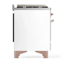 ILVE Majestic III 36-inch Dual Fuel Range with 6 Natural Gas Burner, Griddle and Triple Glass Door Electric Oven in White with Copper Trim (UM36FNR3WHP)