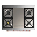 ILVE Majestic III 36-inch Dual Fuel Range with 5 Liquid Propane Burner, Griddle and Triple Glass Door Electric Oven in White with Copper Trim (UM36FNR3WHPLP)