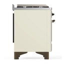 ILVE Majestic III 36-inch Dual Fuel Range with 6 Natural Gas Burner, Griddle and Solid Door Electric Oven in Antique White with Burnished Trim (UM36FQNR3AWB)