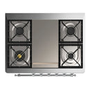 ILVE Majestic III 36-inch Dual Fuel Range with 6 Natural Gas Burner, Griddle and Solid Door Electric Oven in Antique White with Chrome Trim (UM36FQNR3AWC)