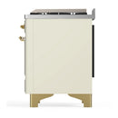ILVE Majestic III 36-inch Dual Fuel Range with 5 Liquid Propane Burner, Griddle and Solid Door Electric Oven in Antique White with Brass Trim (UM36FQNR3AWGLP)
