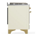 ILVE Majestic III 36-inch Dual Fuel Range with 5 Liquid Propane Burner, Griddle and Solid Door Electric Oven in Antique White with Brass Trim (UM36FQNR3AWGLP)