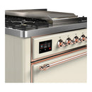 ILVE Majestic III 36-inch Dual Fuel Range with 5 Liquid Propane Burner, Griddle and Solid Door Electric Oven in Antique White with Copper Trim (UM36FQNR3AWPLP)