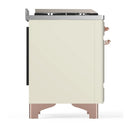 ILVE Majestic III 36-inch Dual Fuel Range with 6 Natural Gas Burner, Griddle and Solid Door Electric Oven in Antique White with Copper Trim (UM36FQNR3AWP)