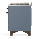 ILVE Majestic III 36-inch Dual Fuel Range with 6 Natural Gas Burner, Griddle and Solid Door Electric Oven in Blue Grey with Burnished Trim (UM36FQNR3BGB)