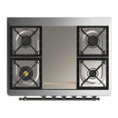 ILVE Majestic III 36-inch Dual Fuel Range with 6 Natural Gas Burner, Griddle and Solid Door Electric Oven in Blue Grey with Burnished Trim (UM36FQNR3BGB)