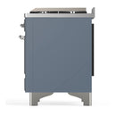 ILVE Majestic III 36-inch Dual Fuel Range with 5 Liquid Propane Burner, Griddle and Solid Door Electric Oven in Blue Grey with Chrome Trim (UM36FQNR3BGCLP)