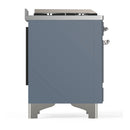 ILVE Majestic III 36-inch Dual Fuel Range with 6 Natural Gas Burner, Griddle and Solid Door Electric Oven in Blue Grey with Chrome Trim (UM36FQNR3BGC)