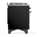 ILVE Majestic III 36-inch Dual Fuel Range with 6 Natural Gas Burner, Griddle and Solid Door Electric Oven in Glossy Black with Burnished Trim (UM36FQNR3BKB)