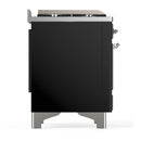 ILVE Majestic III 36-inch Dual Fuel Range with 6 Natural Gas Burner, Griddle and Solid Door Electric Oven in Glossy Black with Chrome Trim (UM36FQNR3BKC)