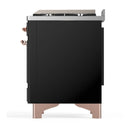 ILVE Majestic III 36-inch Dual Fuel Range with 6 Natural Gas Burner, Griddle and Solid Door Electric Oven in Glossy Black with Copper Trim (UM36FQNR3BKP)