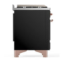 ILVE Majestic III 36-inch Dual Fuel Range with 5 Liquid Propane Burner, Griddle and Solid Door Electric Oven in Glossy Black with Copper Trim (UM36FQNR3BKPLP)