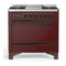 ILVE Majestic III 36-inch Dual Fuel Range with 6 Natural Gas Burner, Griddle and Solid Door Electric Oven in Burgundy with Burnished Trim (UM36FQNR3BUB)