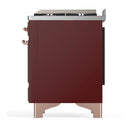 ILVE Majestic III 36-inch Dual Fuel Range with 6 Natural Gas Burner, Griddle and Solid Door Electric Oven in Burgundy with Copper Trim (UM36FQNR3BUP)