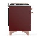 ILVE Majestic III 36-inch Dual Fuel Range with 5 Liquid Propane Burner, Griddle and Solid Door Electric Oven in Burgundy with Copper Trim (UM36FQNR3BUPLP)