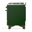 ILVE Majestic III 36-inch Dual Fuel Range with 5 Liquid Propane Burner, Griddle and Solid Door Electric Oven in Emerald Green with Burnished Trim (UM36FQNR3EGBLP)