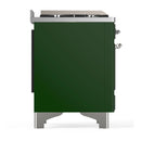 ILVE Majestic III 36-inch Dual Fuel Range with 6 Natural Gas Burner, Griddle and Solid Door Electric Oven in Emerald Green with Chrome Trim (UM36FQNR3EGC)