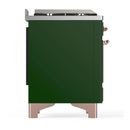 ILVE Majestic III 36-inch Dual Fuel Range with 5 Liquid Propane Burner, Griddle and Solid Door Electric Oven in Emerald Green with Copper Trim (UM36FQNR3EGPLP)