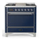 ILVE Majestic III 36-inch Dual Fuel Range with 6 Natural Gas Burner, Griddle and Solid Door Electric Oven in Midnight Blue with Chrome Trim (UM36FQNR3MBC)