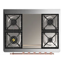 ILVE Majestic III 36-inch Dual Fuel Range with 6 Natural Gas Burner, Griddle and Solid Door Electric Oven in Midnight Blue with Copper Trim (UM36FQNR3MBP)
