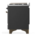 ILVE Majestic III 36-inch Dual Fuel Range with 6 Natural Gas Burner, Griddle and Solid Door Electric Oven in Graphite Matte with Burnished Trim (UM36FQNR3MGB)