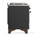 ILVE Majestic III 36-inch Dual Fuel Range with 6 Natural Gas Burner, Griddle and Solid Door Electric Oven in Graphite Matte with Burnished Trim (UM36FQNR3MGB)
