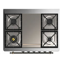 ILVE Majestic III 36-inch Dual Fuel Range with 5 Liquid Propane Burner, Griddle and Solid Door Electric Oven in Graphite Matte with Burnished Trim (UM36FQNR3MGBLP)