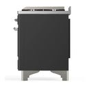 ILVE Majestic III 36-inch Dual Fuel Range with 6 Natural Gas Burner, Griddle and Solid Door Electric Oven in Graphite Matte with Chrome Trim (UM36FQNR3MGC)