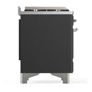 ILVE Majestic III 36-inch Dual Fuel Range with 6 Natural Gas Burner, Griddle and Solid Door Electric Oven in Graphite Matte with Chrome Trim (UM36FQNR3MGC)