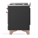 ILVE Majestic III 36-inch Dual Fuel Range with 5 Liquid Propane Burner, Griddle and Solid Door Electric Oven in Graphite Matte with Copper Trim (UM36FQNR3MGPLP)