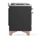 ILVE Majestic III 36-inch Dual Fuel Range with 6 Natural Gas Burner, Griddle and Solid Door Electric Oven in Graphite Matte with Copper Trim (UM36FQNR3MGP)